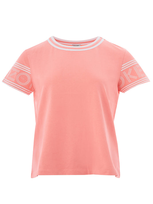 Rosa T-Shirt aus Baumwolle mit kontrastierendem Logo