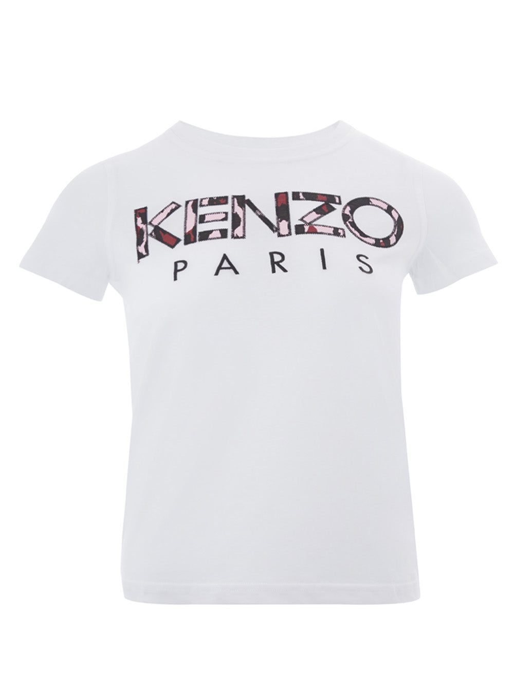 Weißes Baumwoll-T-Shirt mit aufgesetztem Camouflage-Logo