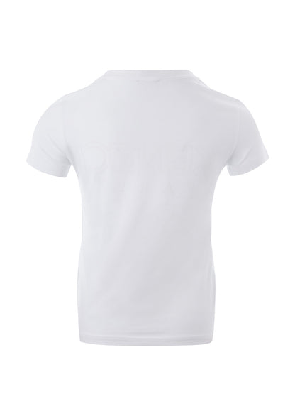 Weißes Baumwoll-T-Shirt mit aufgesetztem Camouflage-Logo