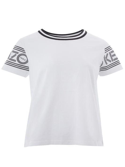 Weißes T-Shirt aus Baumwolle mit kontrastierendem Logo