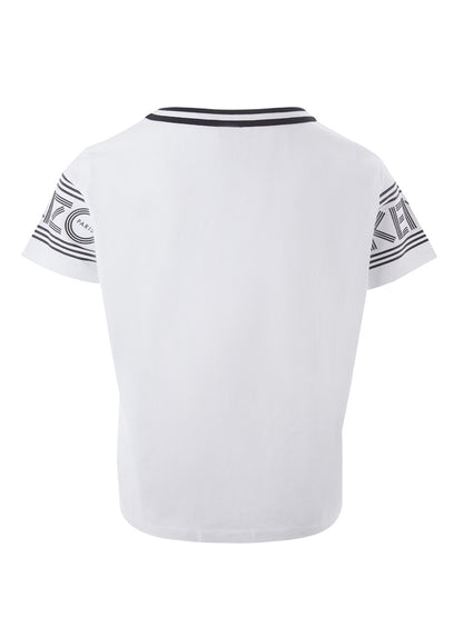 Weißes T-Shirt aus Baumwolle mit kontrastierendem Logo