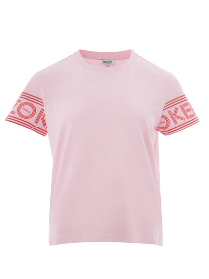 Rosa T-Shirt aus Baumwolle mit kontrastierendem Logo