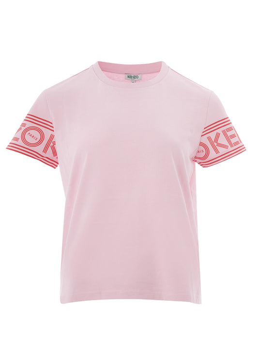 Rosa T-Shirt aus Baumwolle mit kontrastierendem Logo