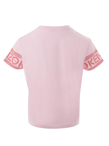 Rosa T-Shirt aus Baumwolle mit kontrastierendem Logo