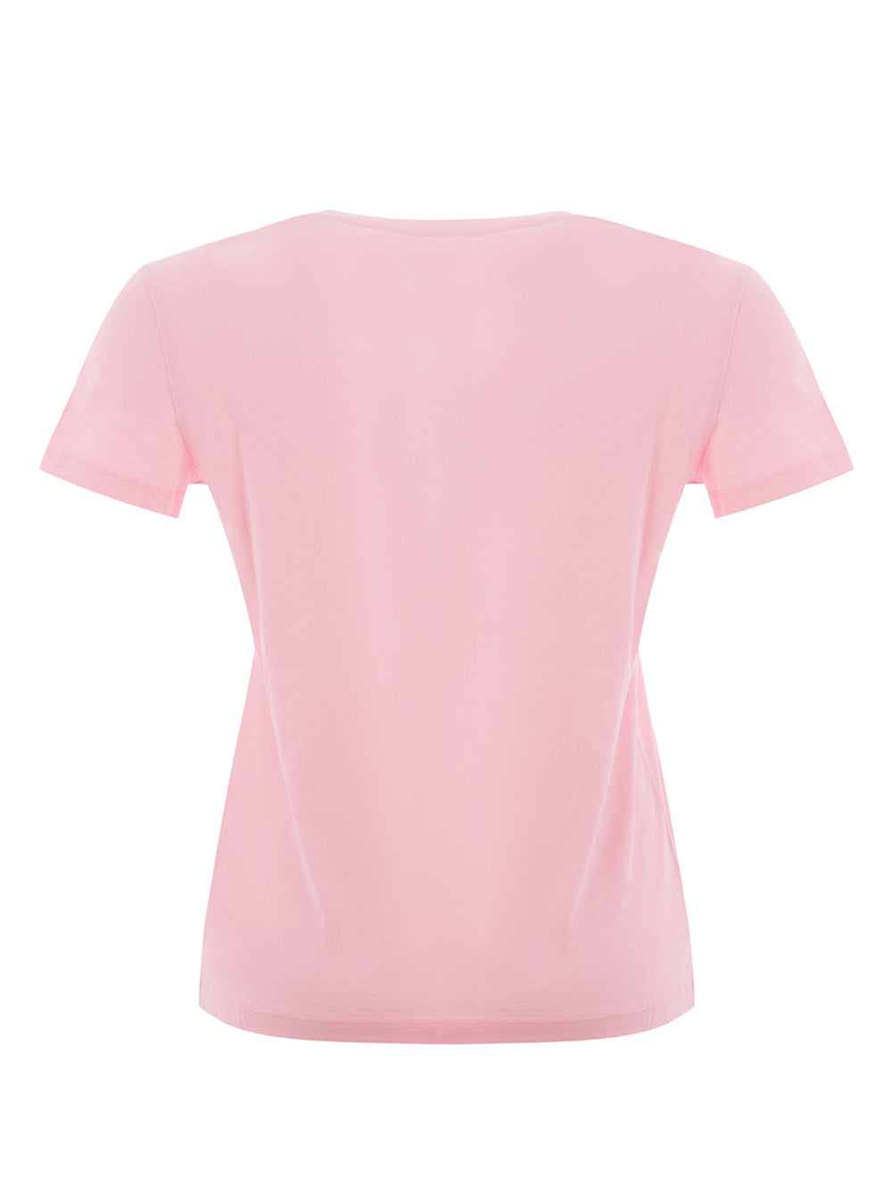Rosa Baumwoll-T-Shirt mit aufgedruckter Augenfront