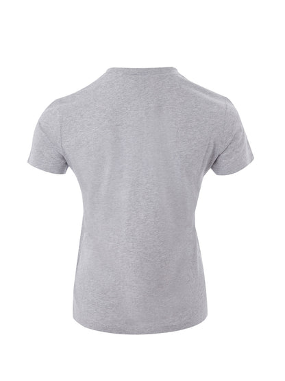 Graues Baumwoll-T-Shirt mit aufgedruckter Augenfront