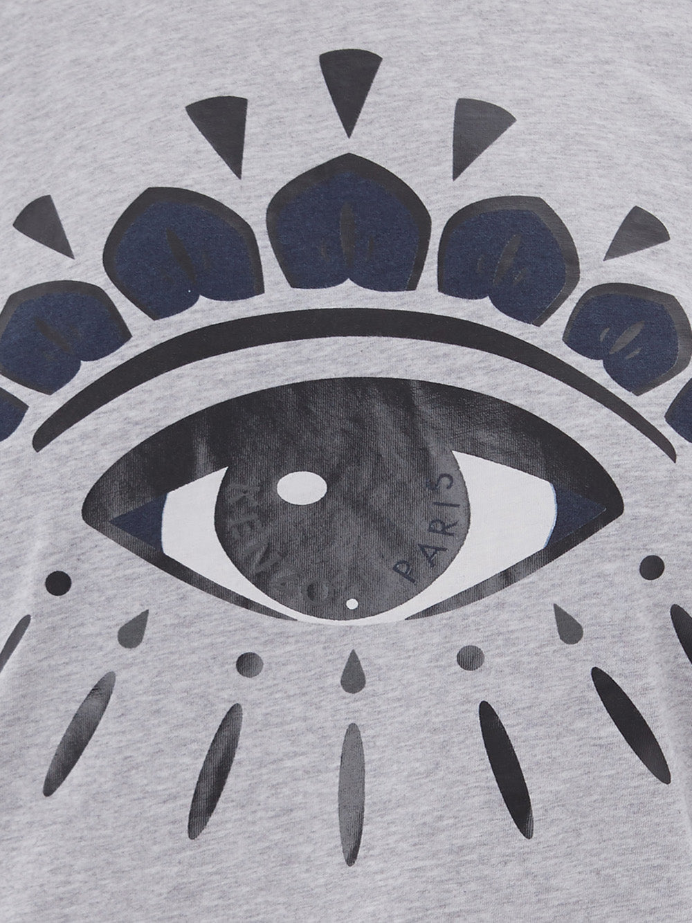 Graues Baumwoll-T-Shirt mit aufgedruckter Augenfront