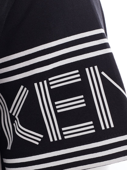 Schwarzes T-Shirt aus Baumwolle - Minikleid mit Logo an den Ärmeln