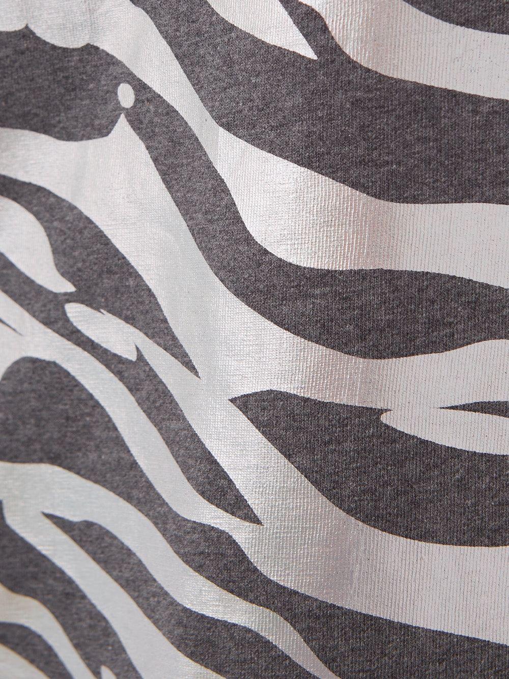 Graues Baumwoll-T-Shirt mit metallischem Animalier-Print Allover