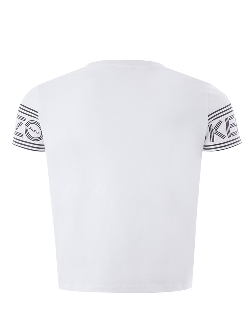Weißes Baumwoll-T-Shirt mit kontrastierendem Logo auf den Ärmeln