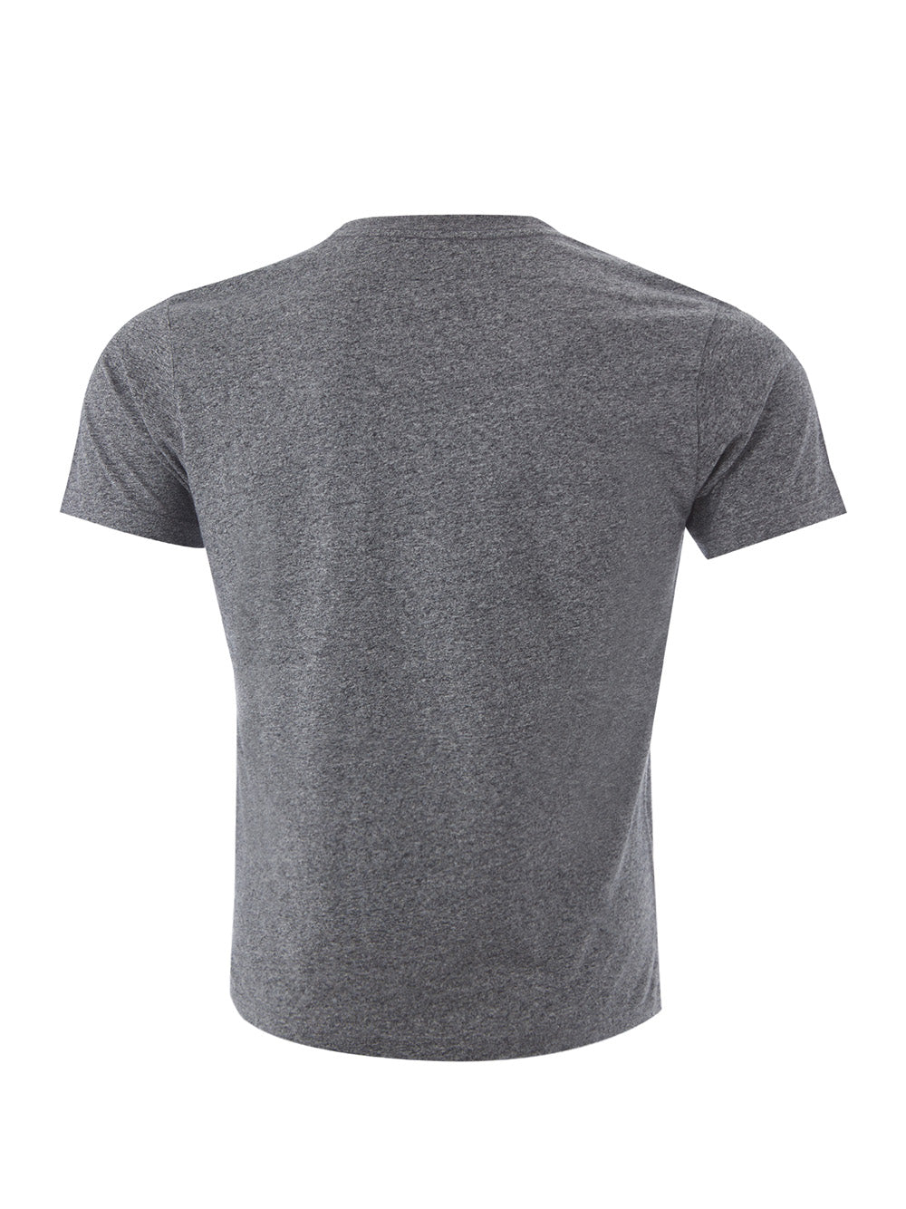 Graues T-Shirt aus Baumwolle mit kontrastierendem Augendruck auf der Vorderseite