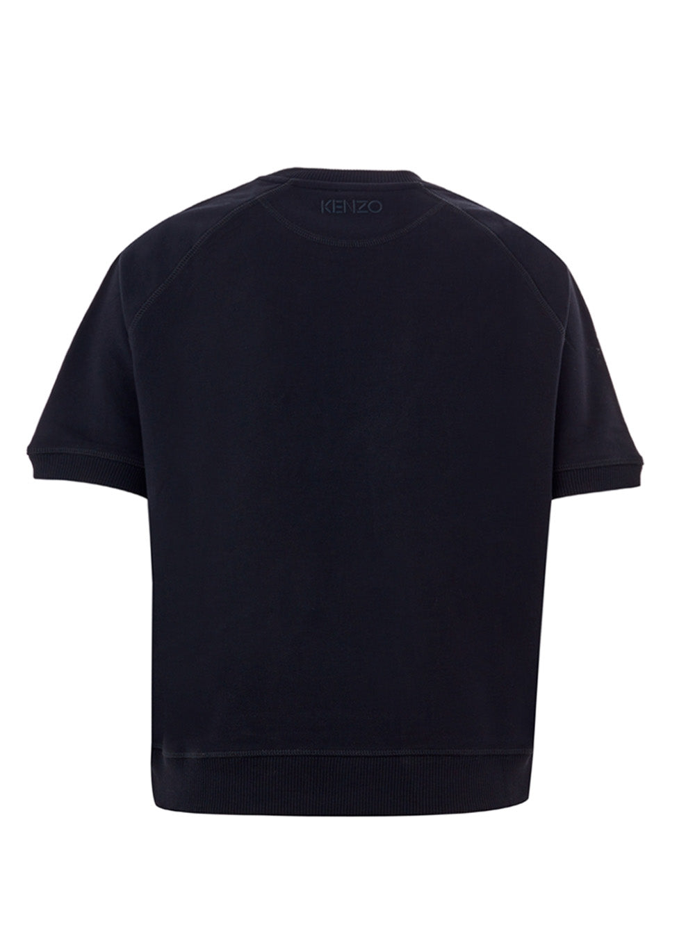 Schwarzes T-Shirt aus Baumwolle mit Blumendruck an der Seite