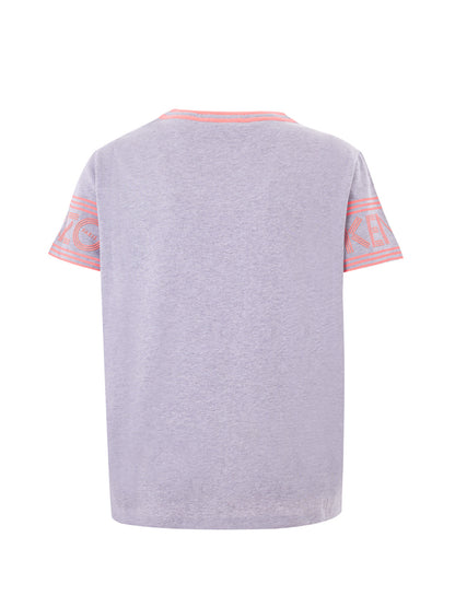 T-Shirt aus grau melierter Baumwolle mit kontrastierendem Logo