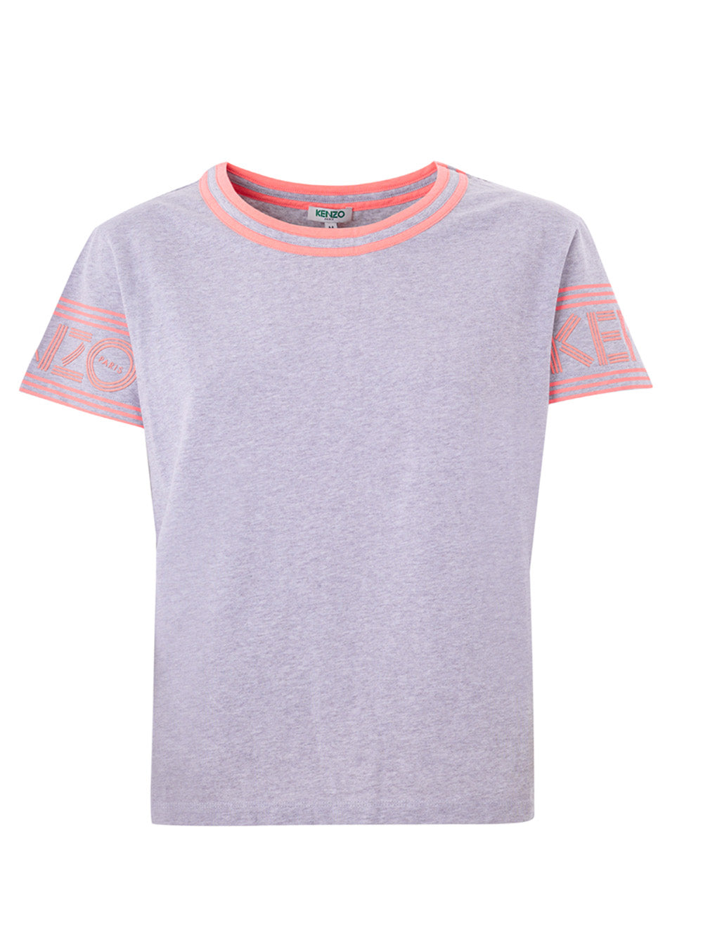 T-Shirt aus grau melierter Baumwolle mit kontrastierendem Logo