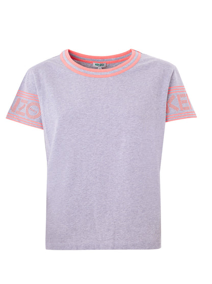 T-Shirt aus grau melierter Baumwolle mit kontrastierendem Logo