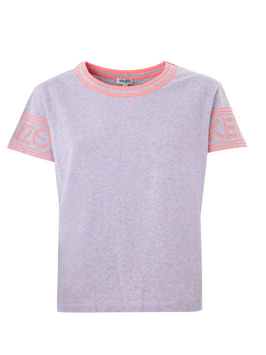 T-Shirt aus grau melierter Baumwolle mit kontrastierendem Logo