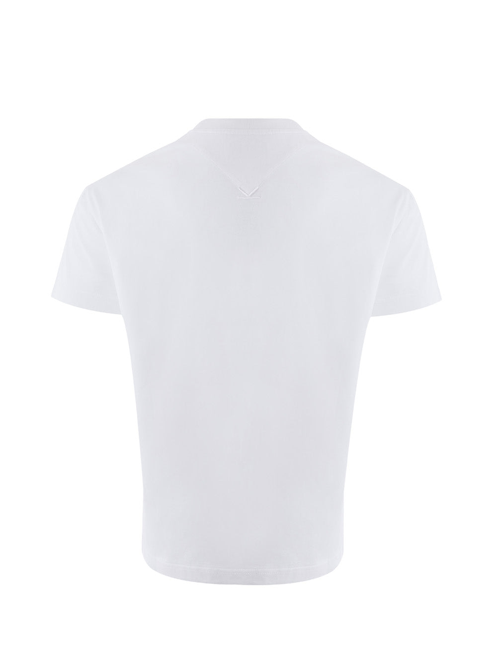 Weißes Baumwoll-T-Shirt mit Frontaufnäher mit Logo