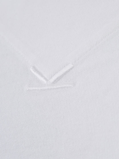 Weißes Baumwoll-T-Shirt mit Frontaufnäher mit Logo