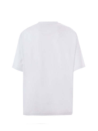 Weißes T-Shirt aus Baumwolle in Übergröße mit Blumenstickerei