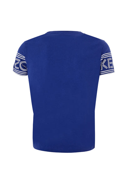 Violettes T-Shirt aus Baumwolle mit kontrastierendem Logo auf den Ärmeln