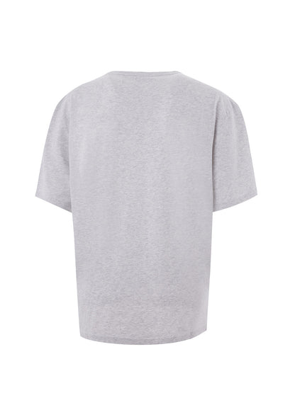 Graues Baumwoll-T-Shirt mit Dschungel-Aufdruck auf der Vorderseite