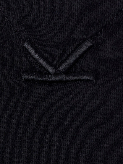 Schwarzes Baumwoll-T-Shirt mit mehrfarbigem Come Out-Aufdruck