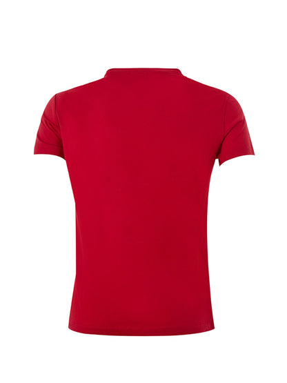 Rotes T-Shirt aus Baumwolle mit kontrastierendem Augendruck