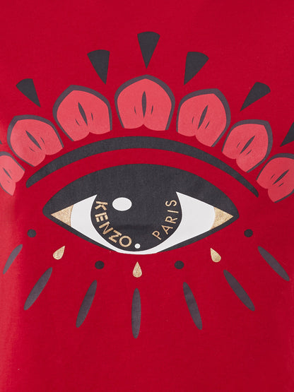 Rotes T-Shirt aus Baumwolle mit kontrastierendem Augendruck
