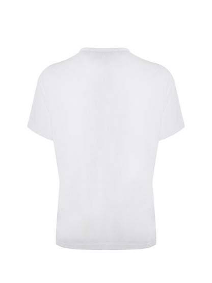 Weißes T-Shirt aus Baumwolle mit kontrastierendem Logo auf der Vorderseite
