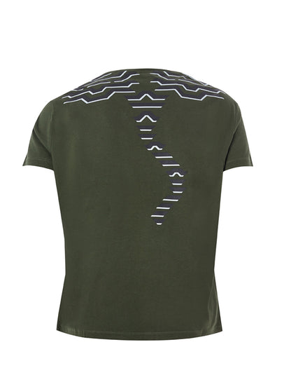Grünes T-Shirt aus Baumwolle mit kontrastierendem Tiger-Print