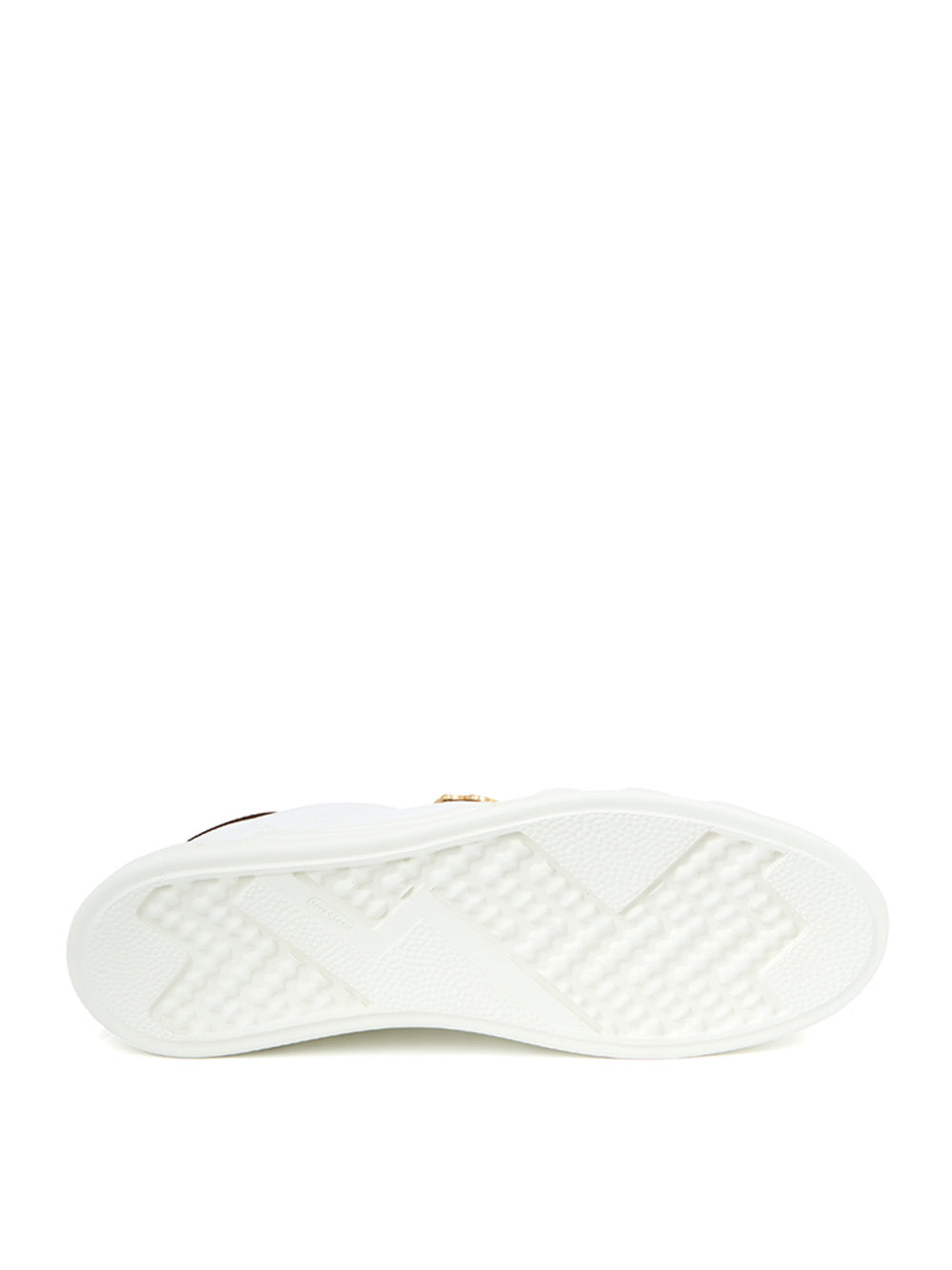 Weiße Leder-Sneakers mit goldenem Logo