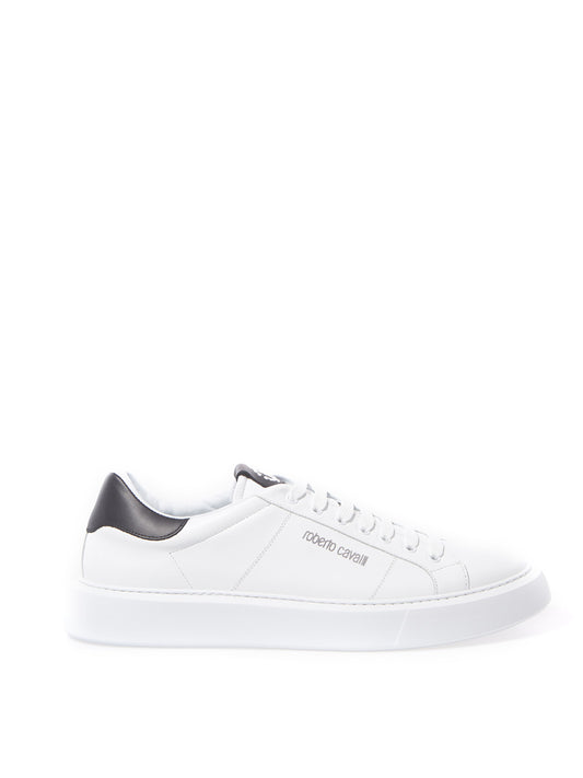 Weiße Leder-Sneakers mit silbernem Logo