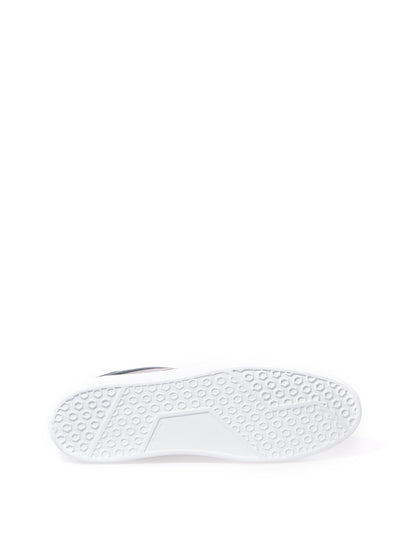 Blaue Leder-Sneakers mit silbernem Logo