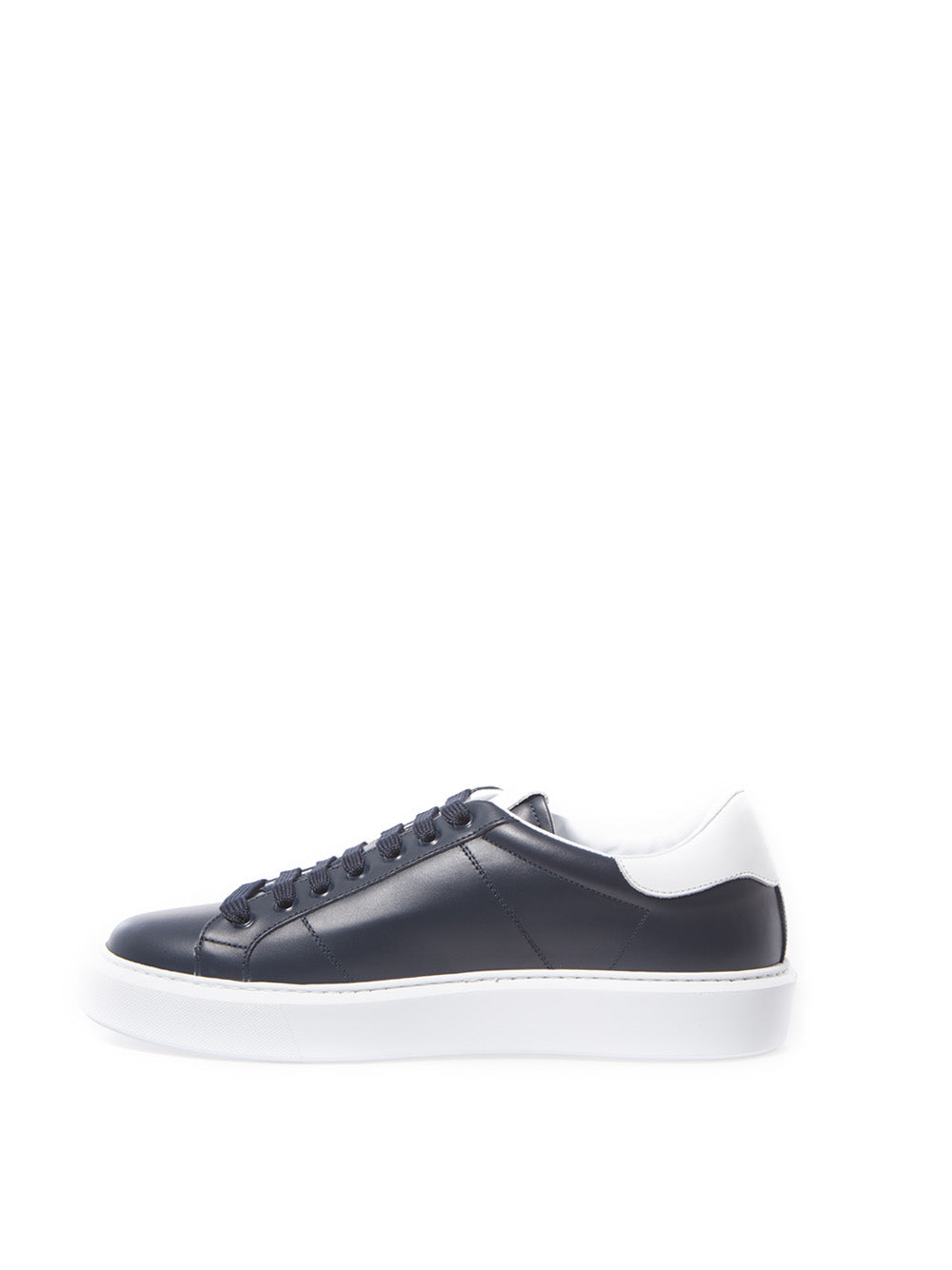 Blaue Leder-Sneakers mit silbernem Logo