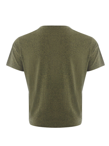 Grünes T-Shirt aus melierter Baumwolle mit Tiger-Print