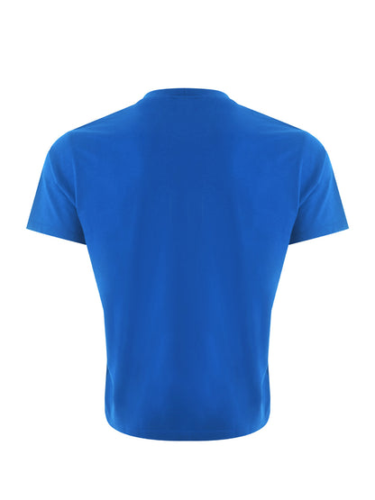 Blaues Baumwoll-T-Shirt mit kontrastierendem Tiger-Print