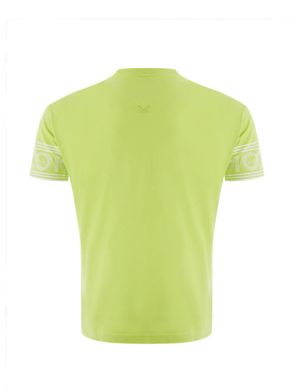 Gelbes T-Shirt aus Baumwolle mit kontrastierendem Logo auf den Ärmeln