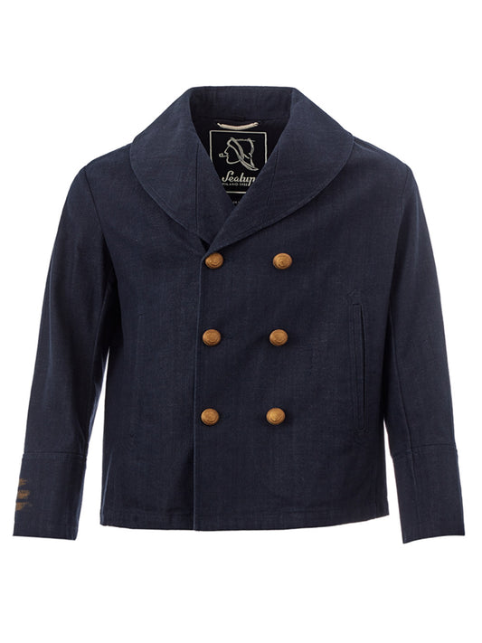 Zweireihige Jacke in Denim-Effekt