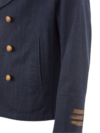 Zweireihige Jacke in Denim-Effekt