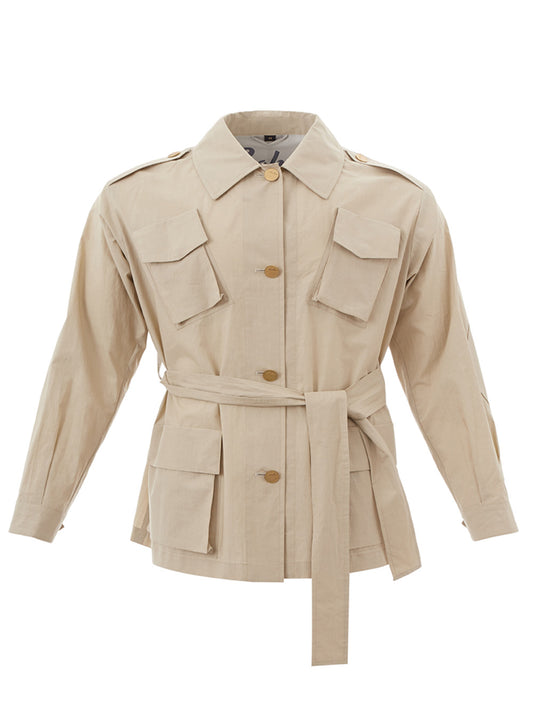 Beige Baumwolle Saharan Gürteljacke