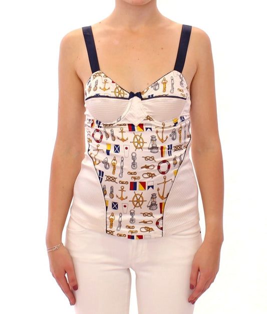 Weißes Tank-Top mit Matrosenmotiv