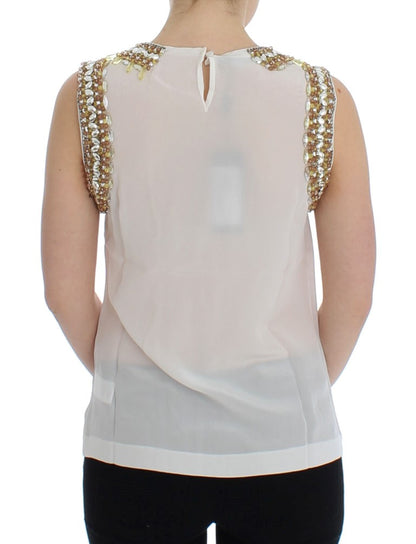 Weißes kristallbesetztes Tanktop
