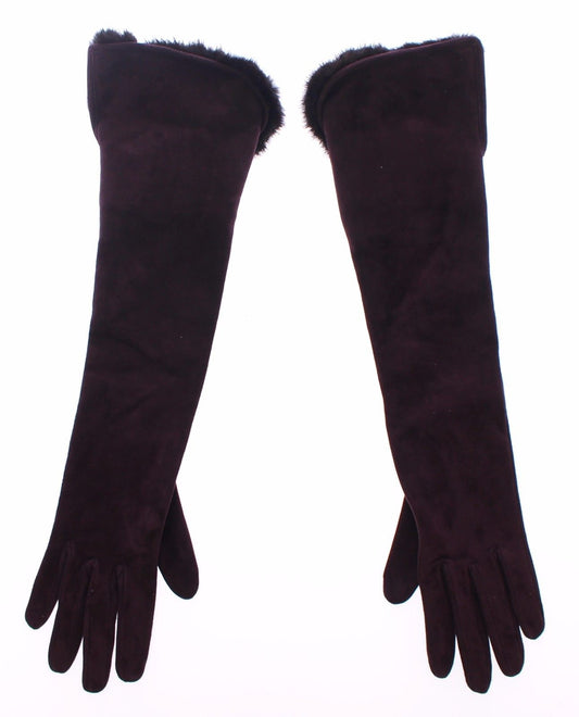 Lila Nerz Pelz Ziegenfell Wildleder Handschuhe