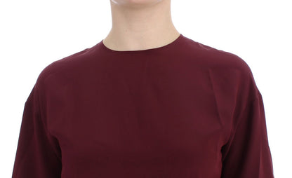 Rote 3/4-Ärmel-Seidenbluse