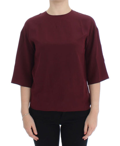 Rote 3/4-Ärmel-Seidenbluse