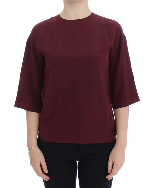 Rote 3/4-Ärmel-Seidenbluse