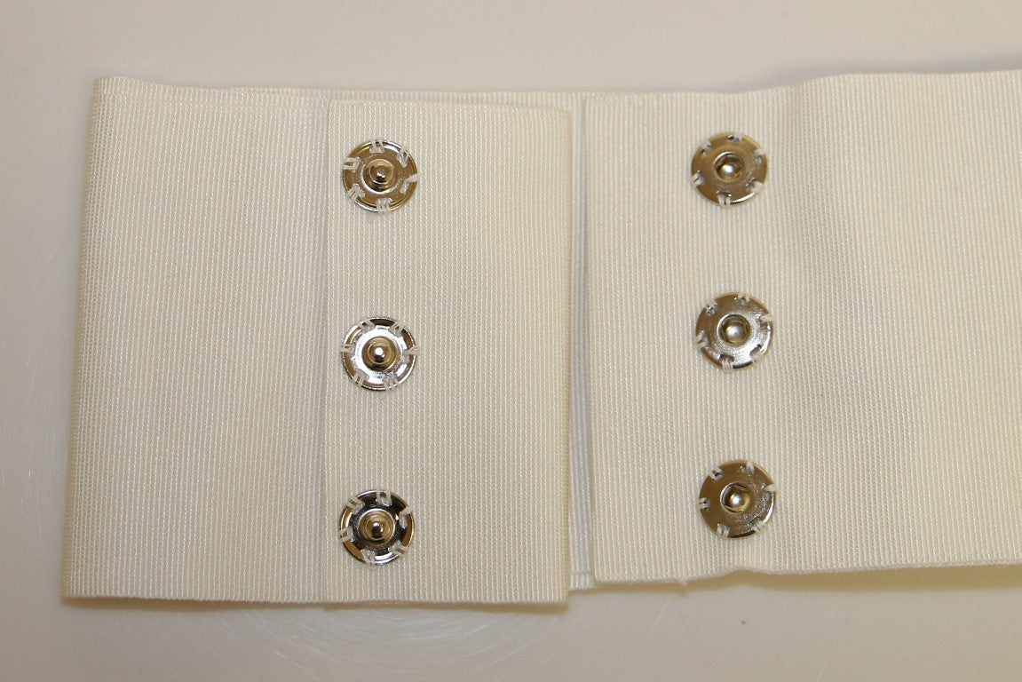 Weißer Kristall-Messing-Gürtel mit breiter Taille Laufsteg