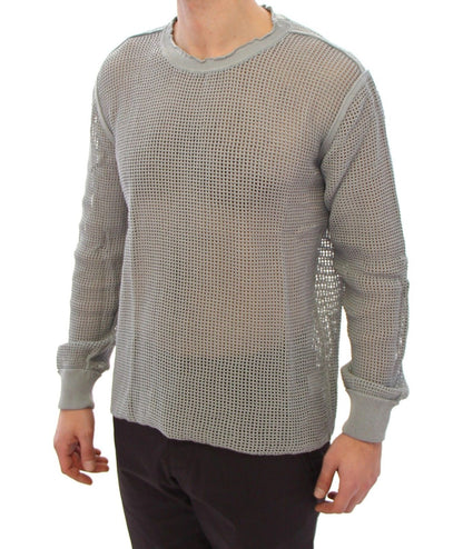 Grauer Runway Logo Netz Pullover Netzpullover