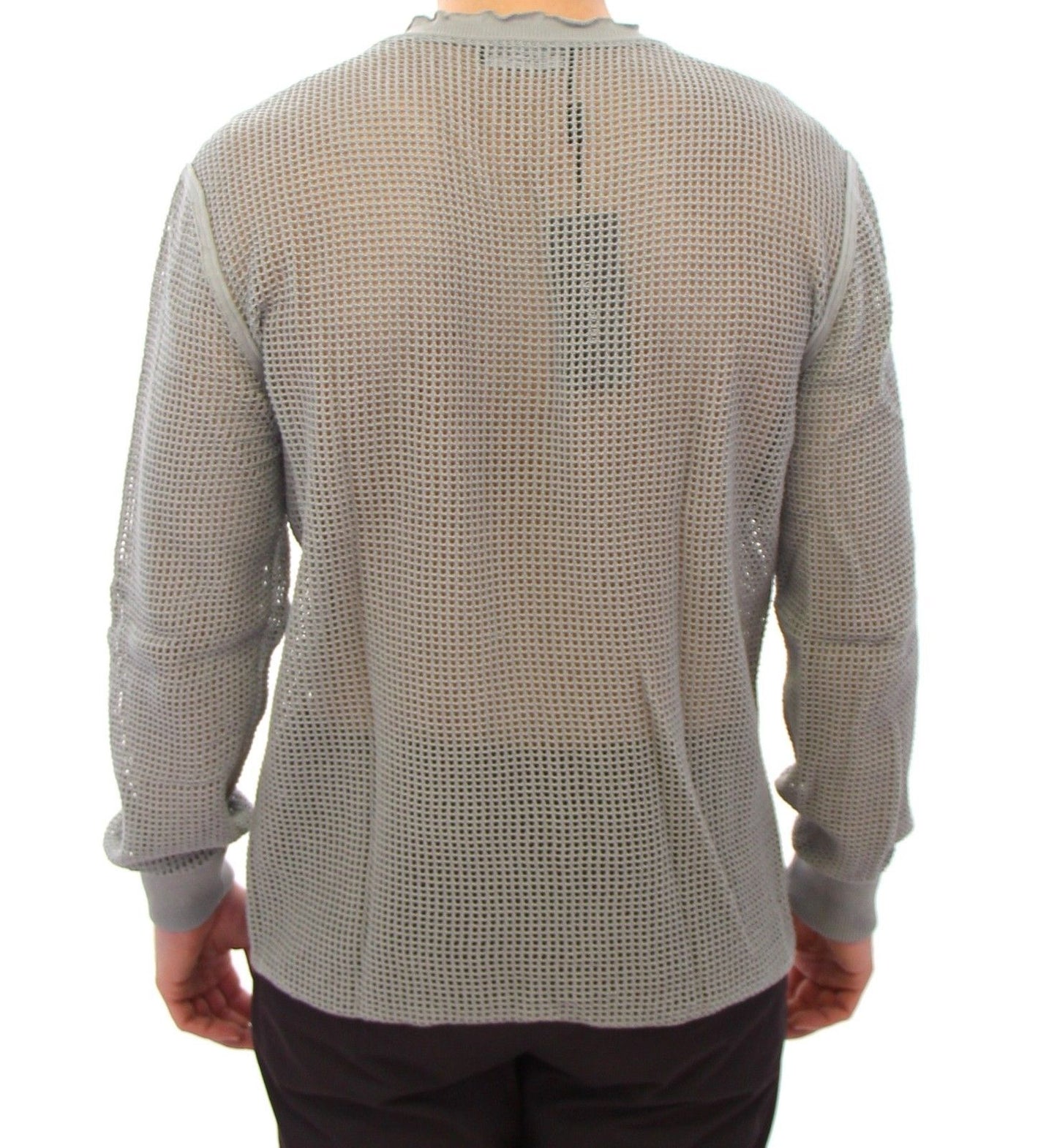 Grauer Runway Logo Netz Pullover Netzpullover