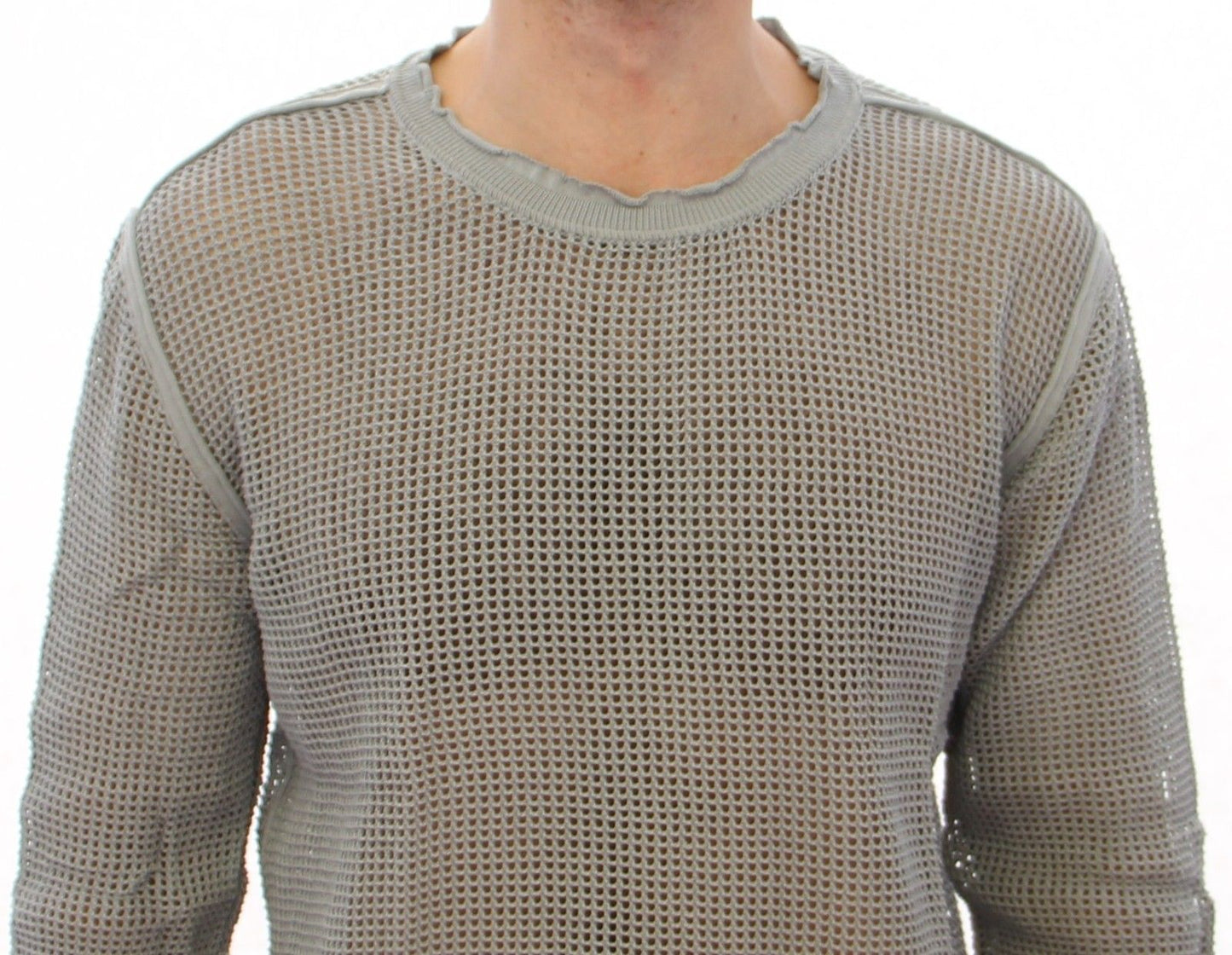 Grauer Runway Logo Netz Pullover Netzpullover